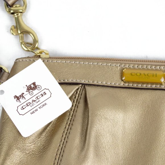Coach Gold Leather Pleated Wristlet - Picture 10 of 11